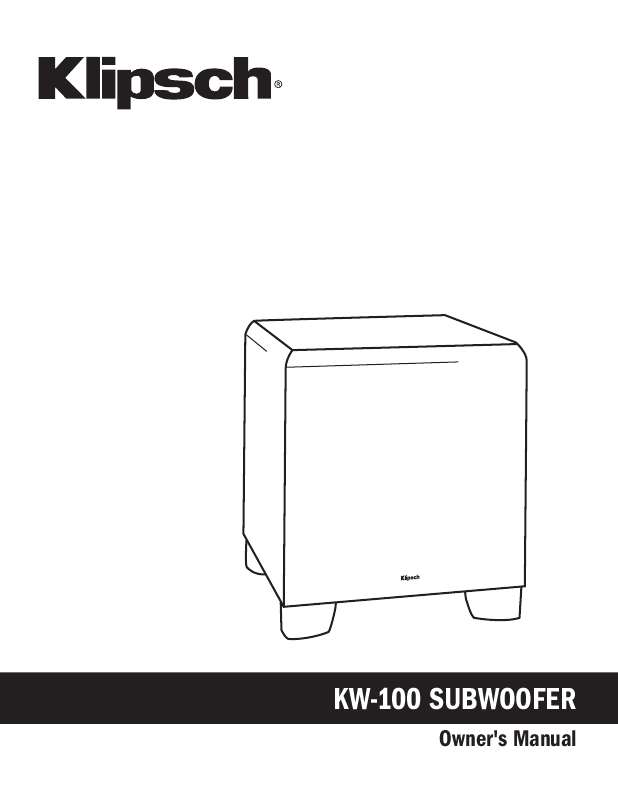Guide utilisation KLIPSCH KW-100  de la marque KLIPSCH