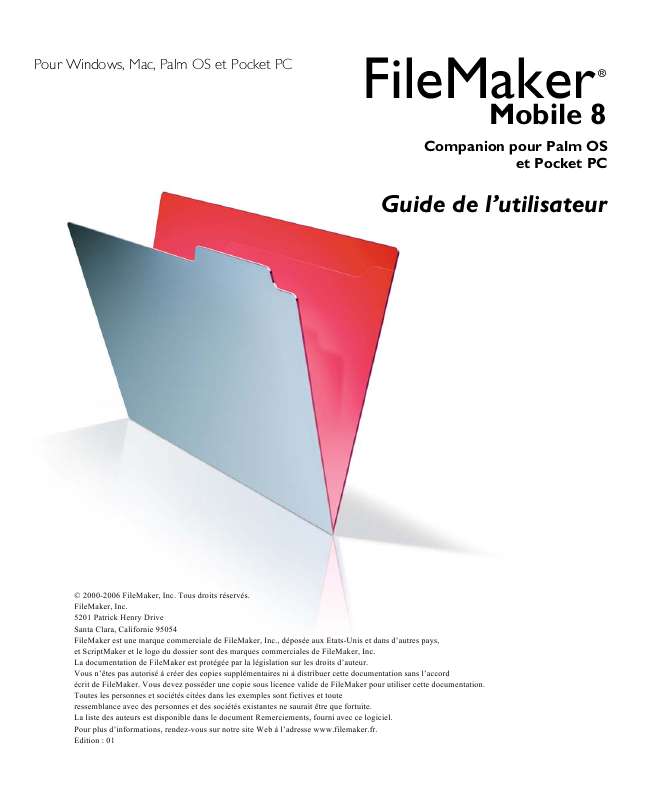 Guide utilisation  FILEMAKER MOBILE 8  de la marque FILEMAKER