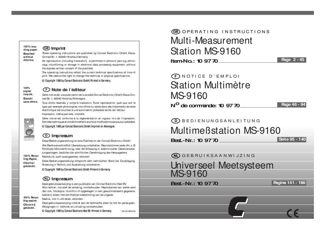 Guide utilisation  METEX MS-9160  de la marque METEX
