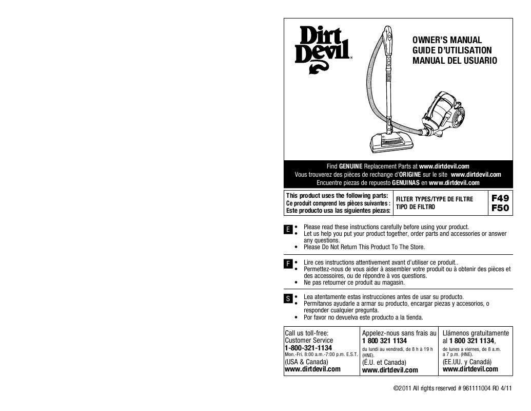Guide utilisation  DIRTDEVIL SD40030  de la marque DIRTDEVIL