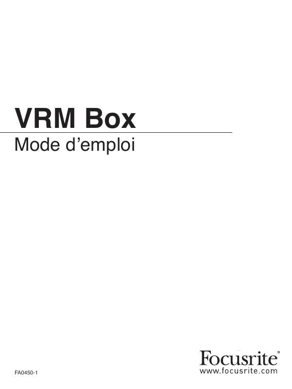 Guide utilisation  FOCUSRITE VRM BOX  de la marque FOCUSRITE