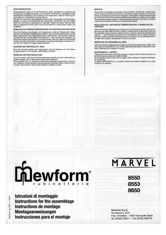Guide utilisation  NEWFORM MARVEL 8550  de la marque NEWFORM