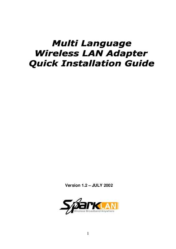 Guide utilisation  SPARKLAN WIRELESS LAN ADAPTER VERSION 1.2  de la marque SPARKLAN