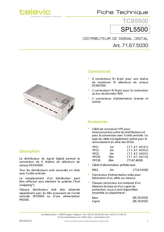 Guide utilisation  TELEVIC SPL5500  de la marque TELEVIC