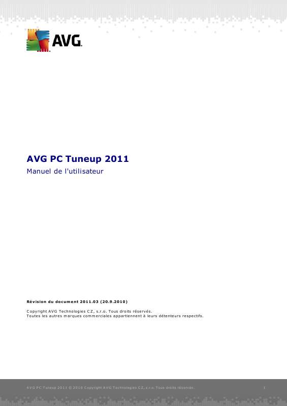 Guide utilisation  AVG PC TUNEUP 2011  de la marque AVG