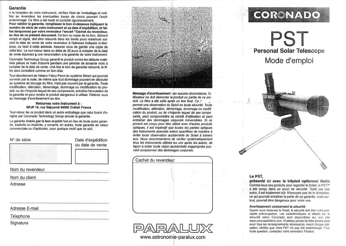 Guide utilisation  CORONADO PST  de la marque CORONADO