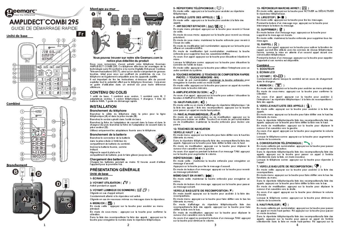 Guide utilisation GEEMARC AMPLIDECT COMBI 295  de la marque GEEMARC