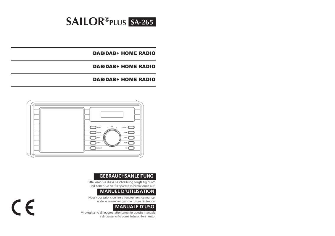 Guide utilisation  SAILOR PLUS SA-265 DABDAB+ HOME RADIO  de la marque SAILOR