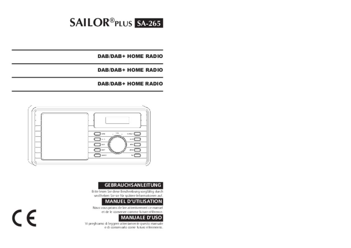Guide utilisation  SAILOR SAILOR PLUS SA-265 DABDAB+ HOME RADIO  de la marque SAILOR