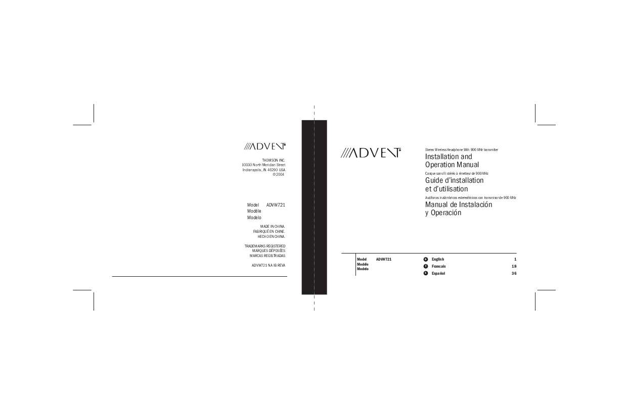 Guide utilisation ADVENT ADVW721  de la marque ADVENT