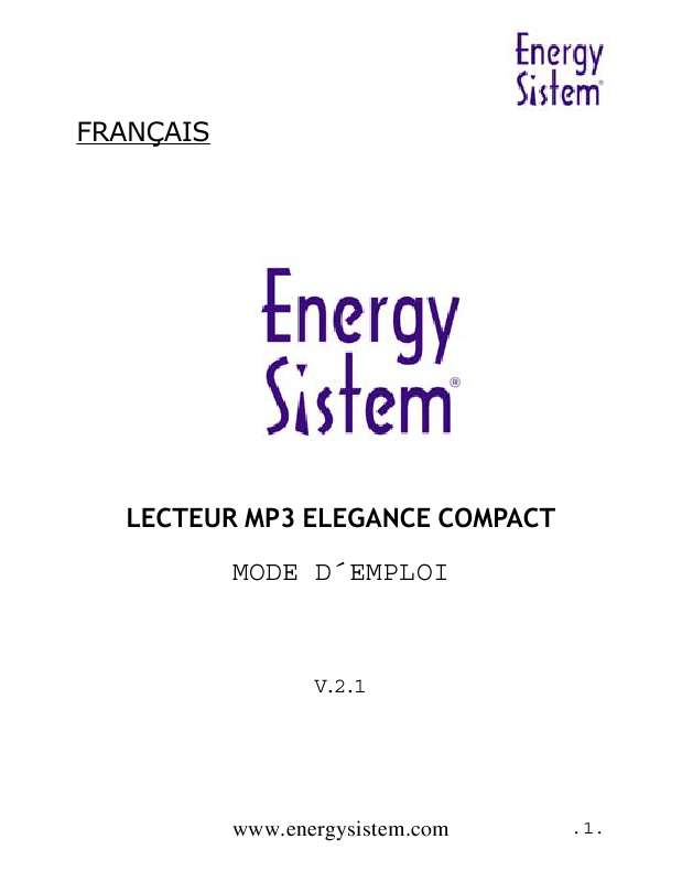 Guide utilisation ENERGY SISTEM MP3 ELEGANCE 4000 COMPACT  de la marque ENERGY SISTEM