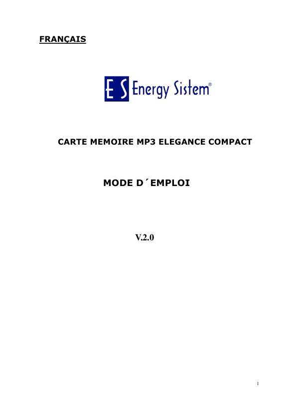 Guide utilisation ENERGY SISTEM MP3 ELEGANCE 4100 COMPACT  de la marque ENERGY SISTEM