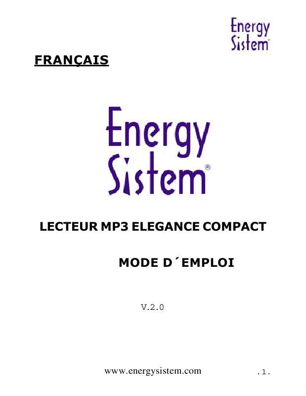 Guide utilisation ENERGY SISTEM MP3 ELEGANCE 4500 COMPACT  de la marque ENERGY SISTEM