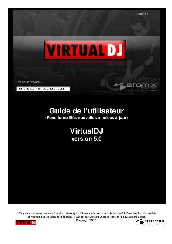 Guide utilisation  ATOMIX VIRTUAL DJ  de la marque ATOMIX