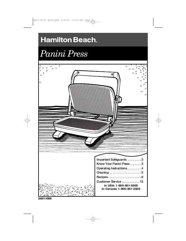 Guide utilisation  HAMILTON BEACH 25450  de la marque HAMILTON BEACH