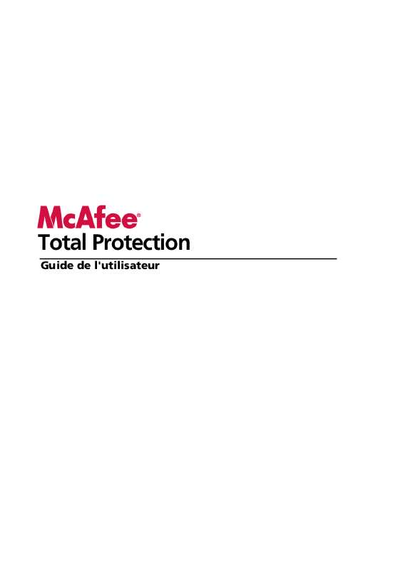 Guide utilisation  MCAFEE TOTAL PROTECTION 2009  de la marque MCAFEE