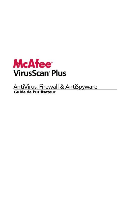 Guide utilisation  MCAFEE VIRUSSCAN PLUS 2009  de la marque MCAFEE
