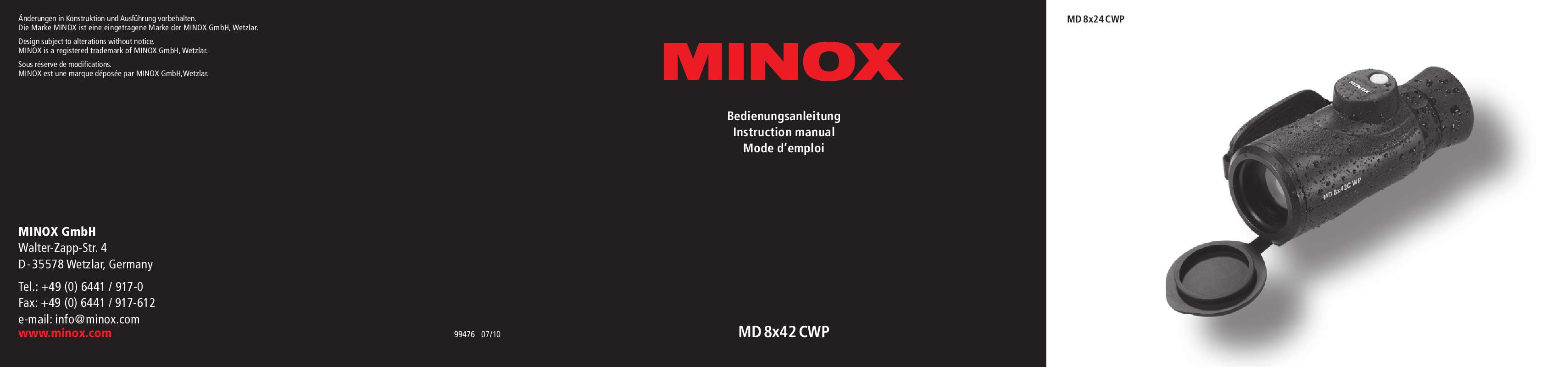 Guide utilisation MINOX MD 8X24 CWP  de la marque MINOX