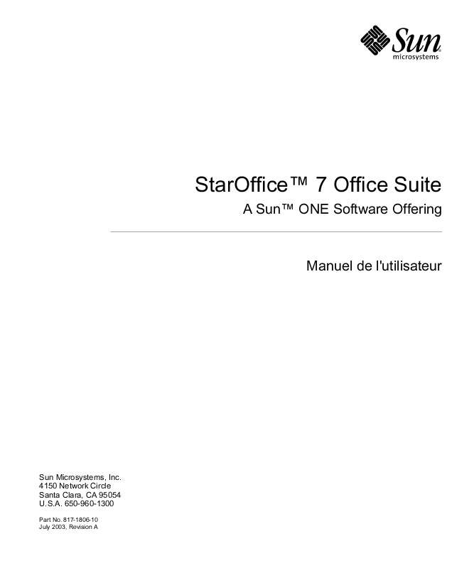 Guide utilisation  SUN STAROFFICE 7.0 OFFICE SUITE  de la marque SUN