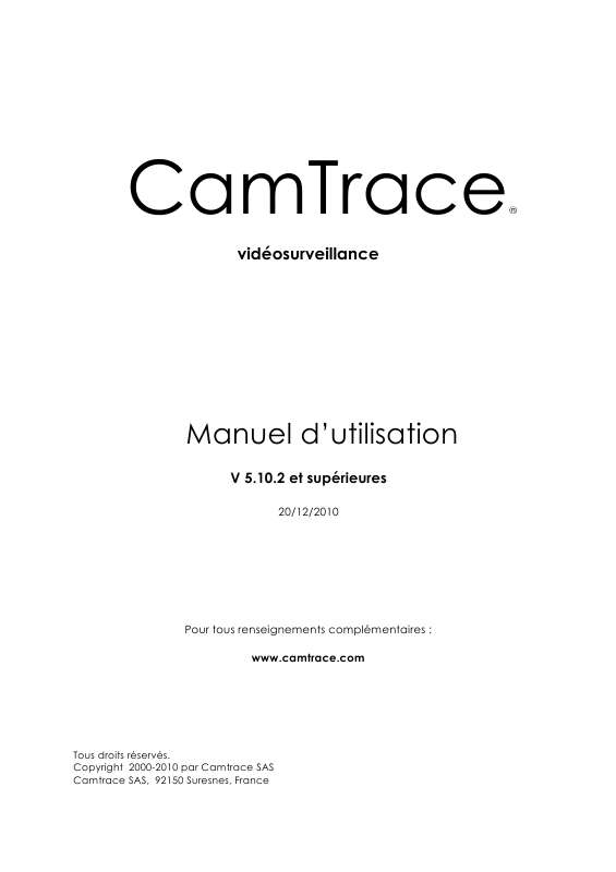 Guide utilisation  CAMTRACE V5.10.2  de la marque CAMTRACE