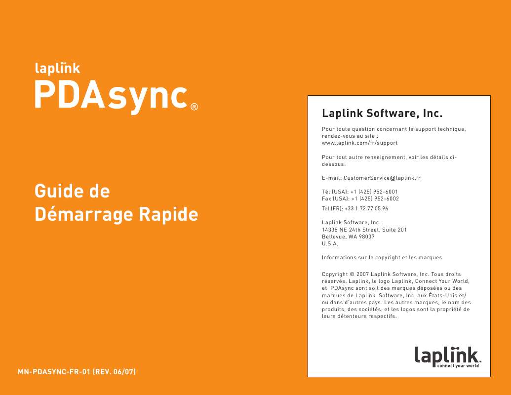 Guide utilisation  LAPLINK PDASYNC  de la marque LAPLINK