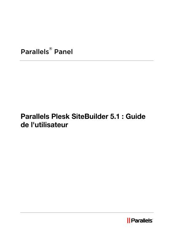 Guide utilisation  PARALLELS PLESK SITEBUILDER 5.1  de la marque PARALLELS