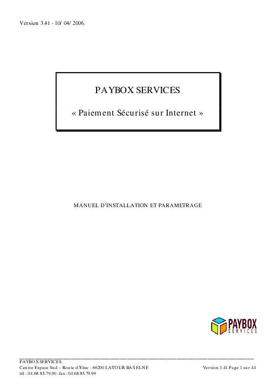 Guide utilisation  PAYBOX SERVICES  de la marque PAYBOX