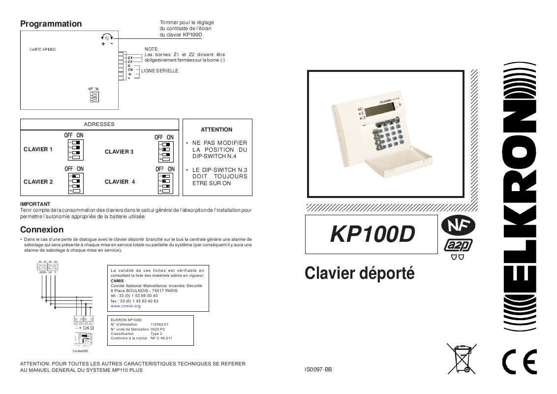 Guide utilisation  ELRON KP100D  de la marque ELRON