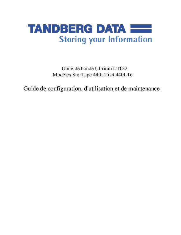 Guide utilisation TANDBERG LTO2  de la marque TANDBERG