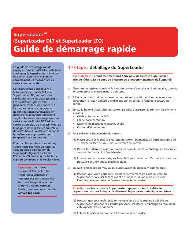 Guide utilisation TANDBERG SUPERLOADER DLT-LTO  de la marque TANDBERG