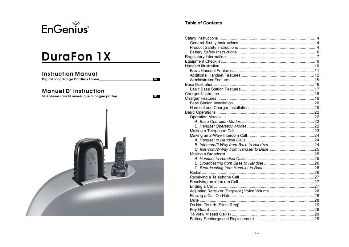 Guide utilisation ENGENIUS DURAFON 1X  de la marque ENGENIUS