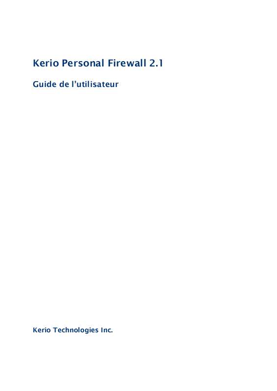 Guide utilisation  KERIO TECHNOLOGIES PERSONAL FIREWALL 2.1  de la marque KERIO TECHNOLOGIES