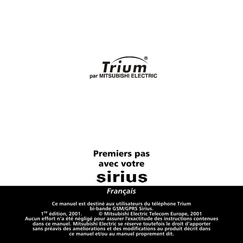 Guide utilisation TRIUM SIRIUS  de la marque TRIUM