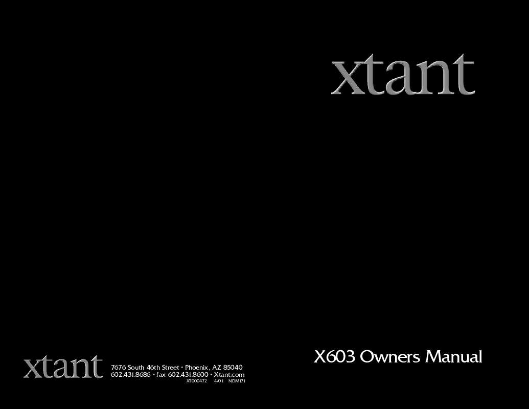 Guide utilisation  XTANT X603  de la marque XTANT