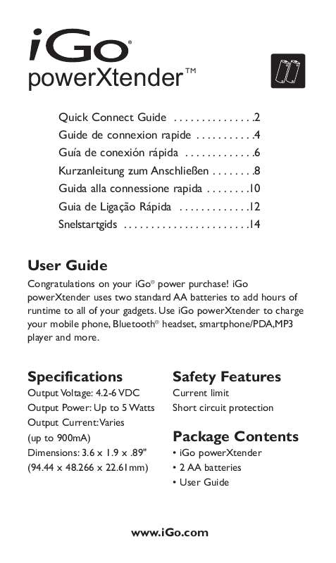 Guide utilisation I-GO POWER XTENDER  de la marque I-GO