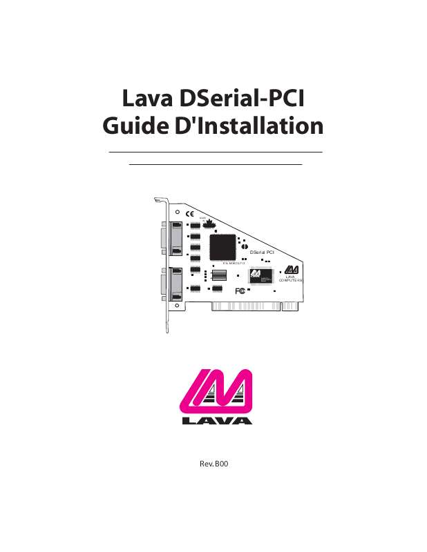 Guide utilisation  LAVA DSERIAL-PCI  de la marque LAVA