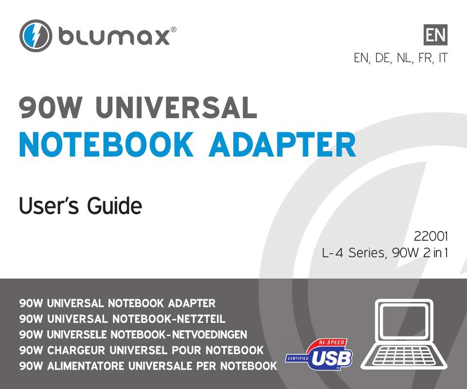 Guide utilisation BLUMAX 90W UNIVERSAL NOTEBOOK ADAPTER  de la marque BLUMAX