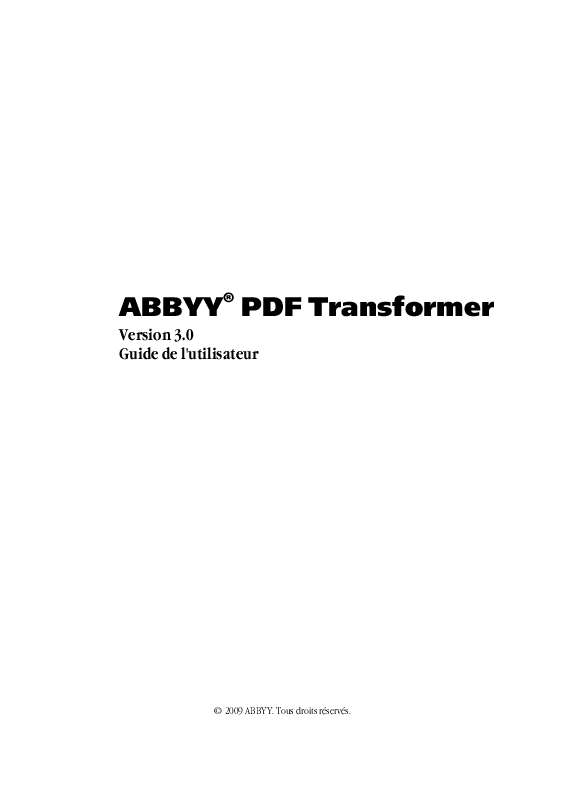 Guide utilisation  ABBYY SOFTWARE PDF TRANSFORMER  de la marque ABBYY SOFTWARE