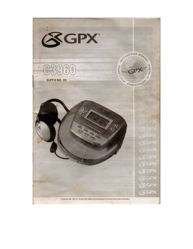 Guide utilisation  GPX PORTABLE CD MP3 PLAYER  de la marque GPX