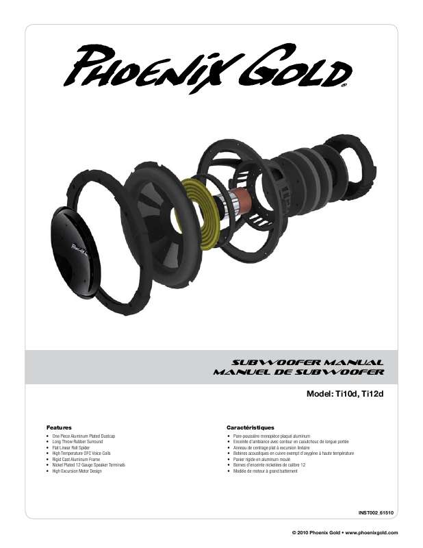 Guide utilisation  PHOENIX GOLD TI10D  de la marque PHOENIX GOLD