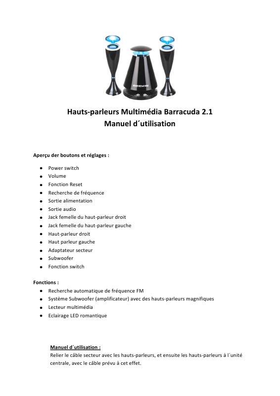 Guide utilisation  REEKIN BARRACUDA 2.1  de la marque REEKIN