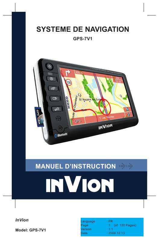 Guide utilisation  INVION GPS-7V1  de la marque INVION