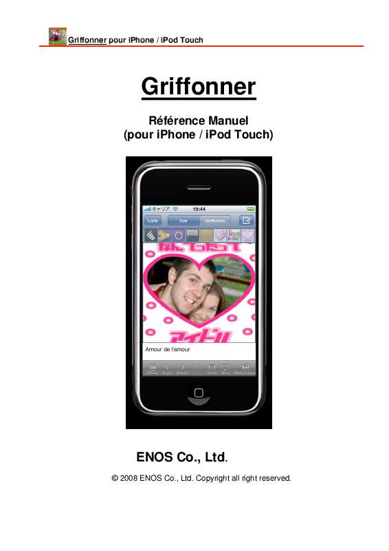 Guide utilisation  ENOS GRIFFONNER FOR IPHONE AND IPOD TOUCH  de la marque ENOS