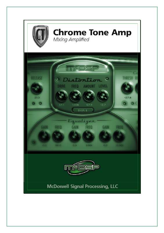 Guide utilisation  MCDOWELL SIGNAL PROCESSING CHROME TONE AMP  de la marque MCDOWELL SIGNAL PROCESSING