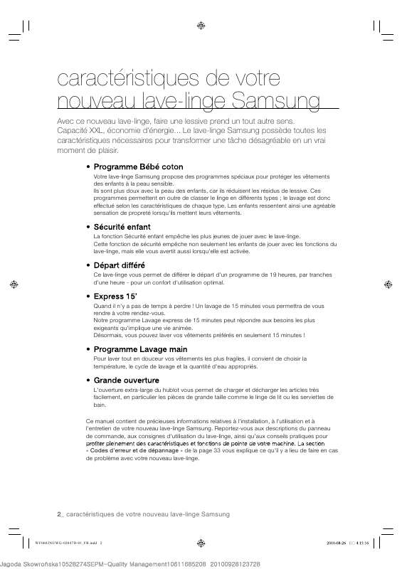 Guide utilisation SAMSUNG WF-0602  - GUIDE RAPIDE de la marque SAMSUNG