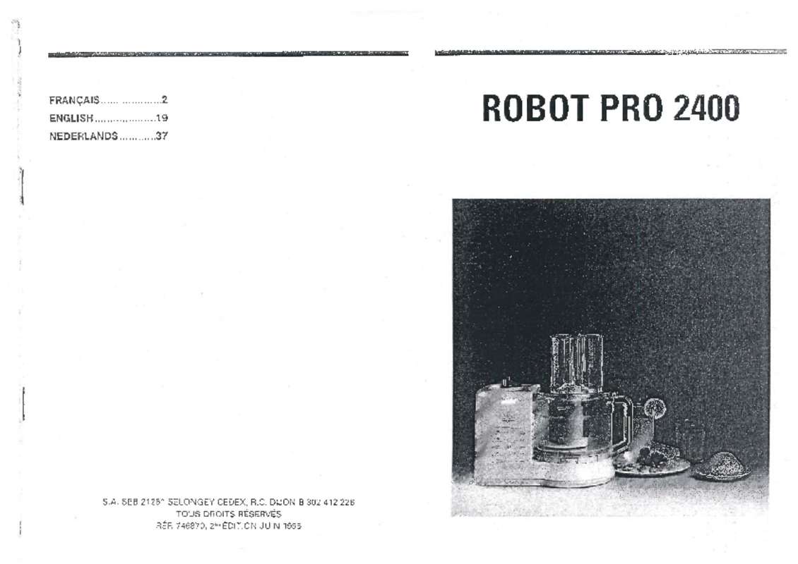 Guide utilisation  SEB ROBOT PRO 2400  de la marque SEB