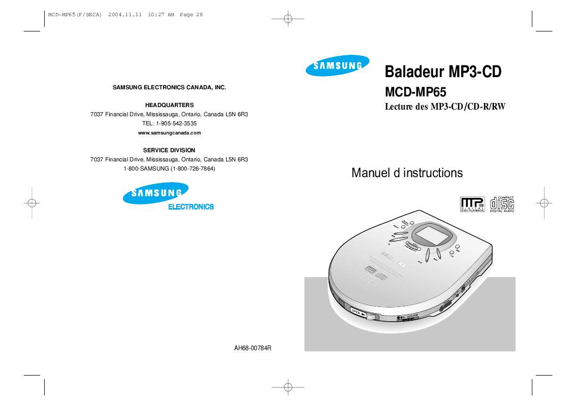 Guide utilisation SAMSUNG MCD-MP65  de la marque SAMSUNG