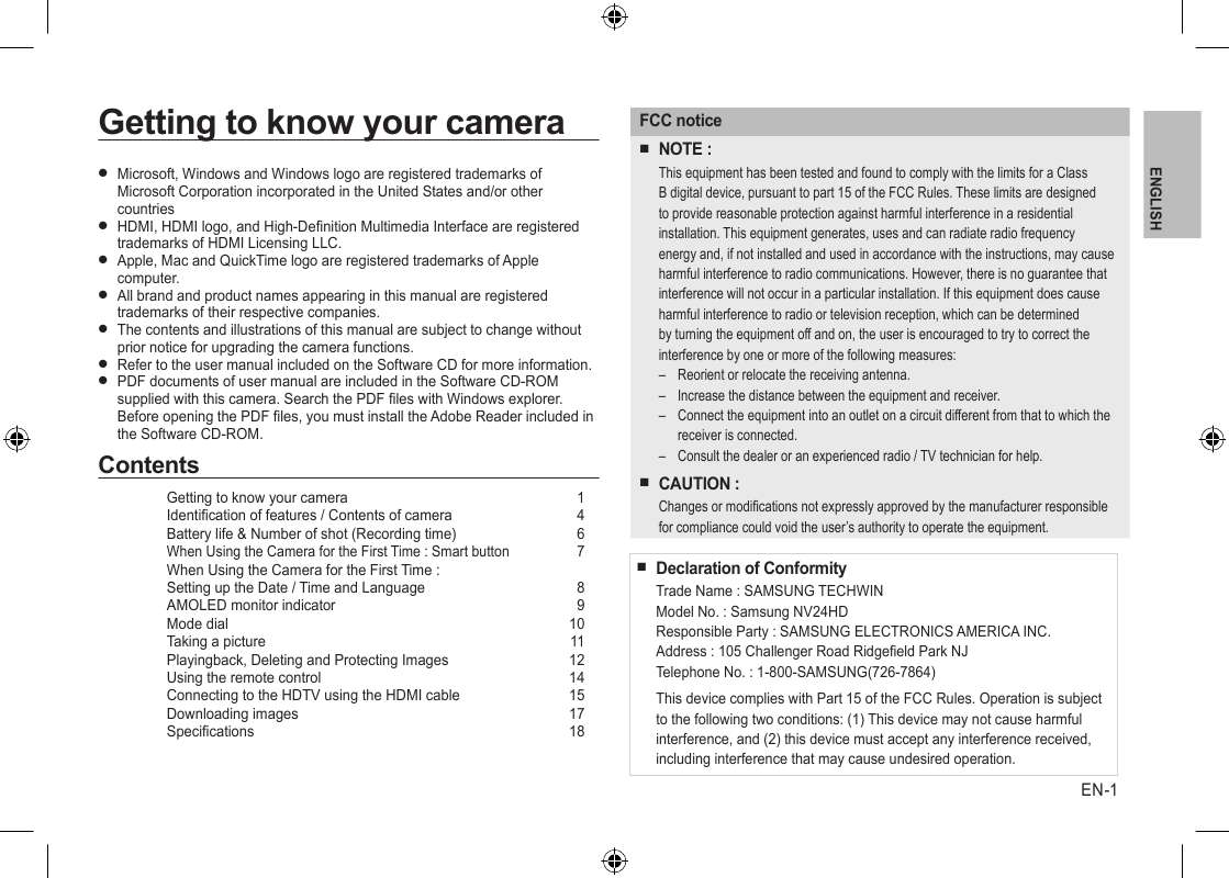 Guide utilisation SAMSUNG NV24 HD  de la marque SAMSUNG