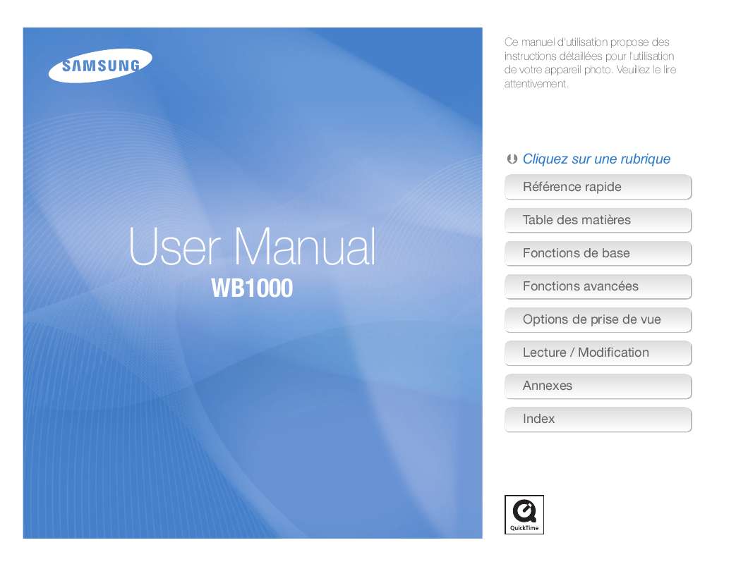 Guide utilisation SAMSUNG WB1000 BLACK  de la marque SAMSUNG