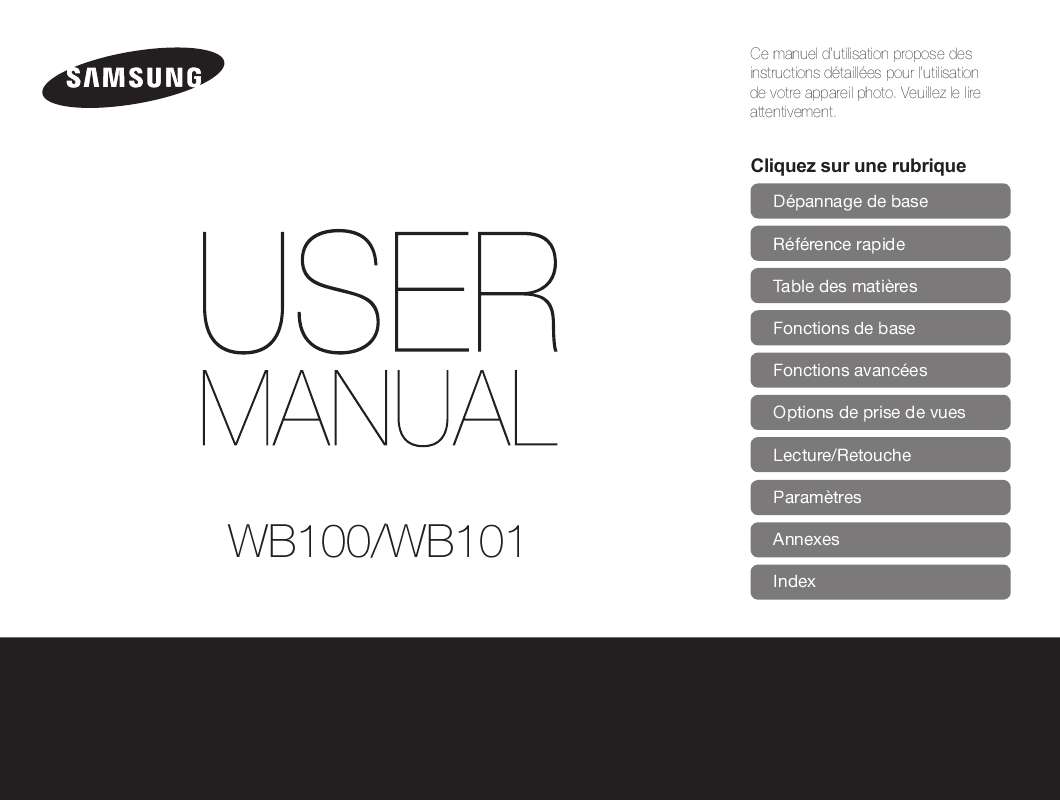 Guide utilisation SAMSUNG WB 100  de la marque SAMSUNG